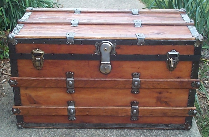 636 Restored All Wood Antique Flat Top Steamer Trunk For Sale Available 540  659 6209