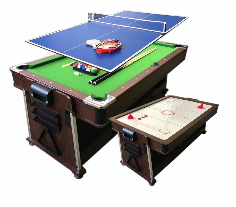 80 Inch Multi Game Table with Accessory Storage and Walnut Finish