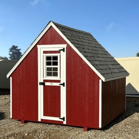 A-Frame Chicken Coop Barn Red Finish White Trim Accents