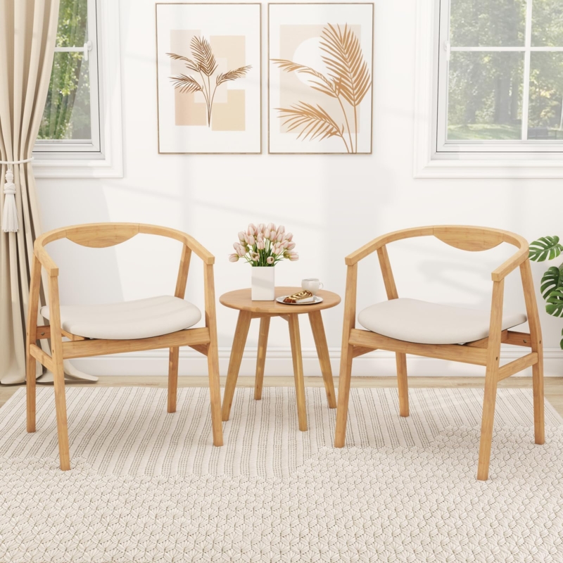 Accent Chair Bamboo Frame with Curved Backrest and Open Design