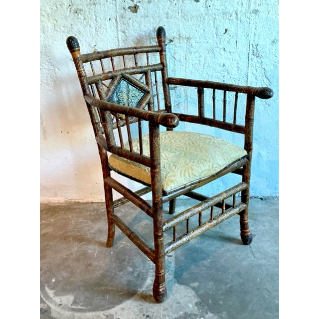 Accent Chair Diamond Back Medallion Spindle Construction Antique Brown