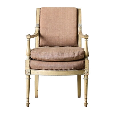 Accent Chair Louis XVI Style with Corner Rosettes and Fluted Legs
