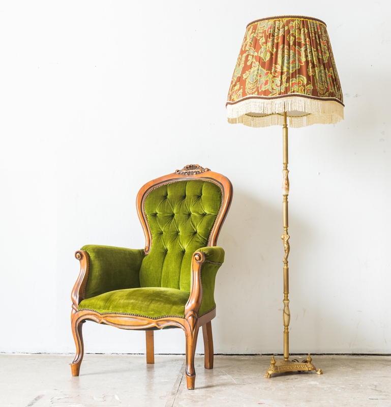 Accent Chair Rococo Revival Style Button Tufted in Moss Green Velvet