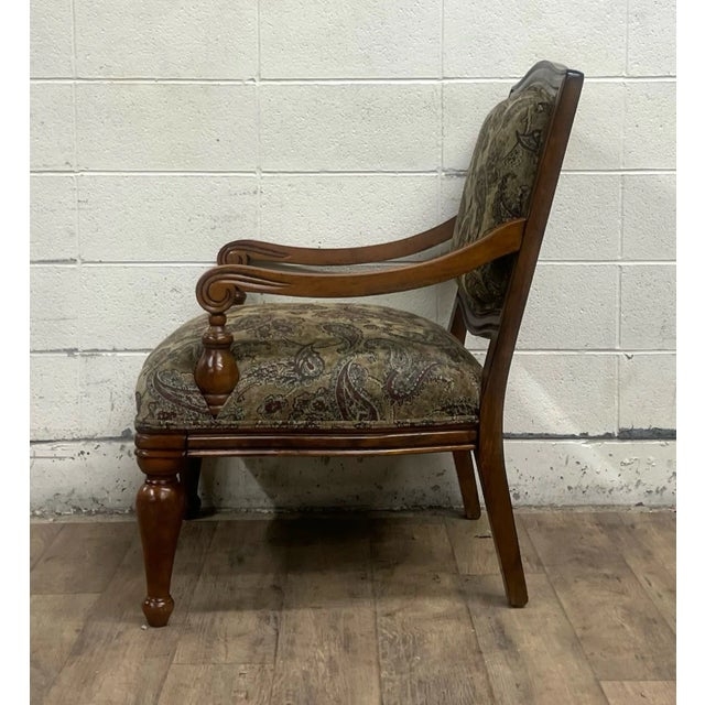 Accent Chair Traditional Style with Paisley Pattern and Scrolled Arms