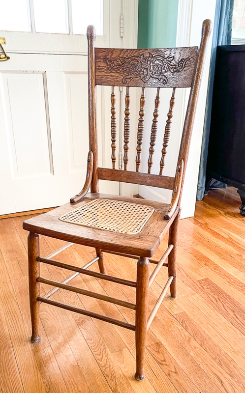 Accent Chair Victorian Era Spindle Back Turned Legs Caned Seat