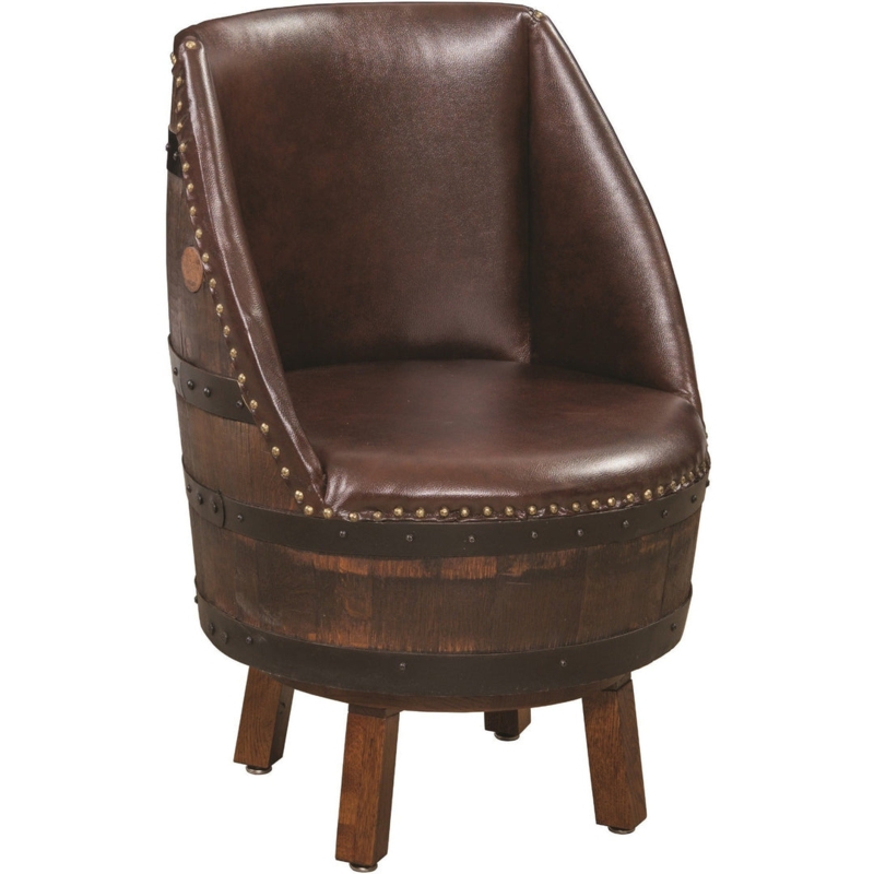 Accent Chair Whiskey Barrel Metal Hoops Nailhead Trim Rustic