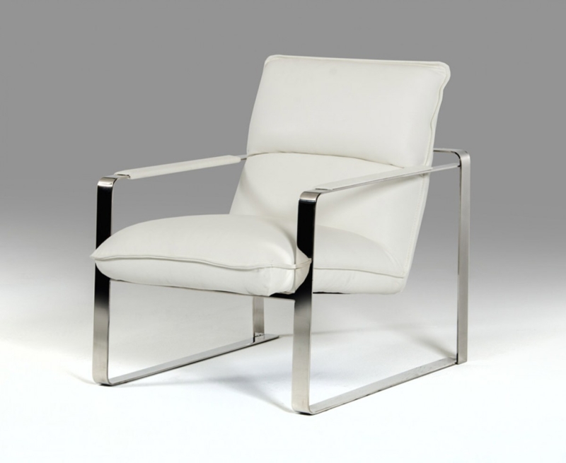 Accent Chair with Brushed Steel Sled Base and Split-Back Design