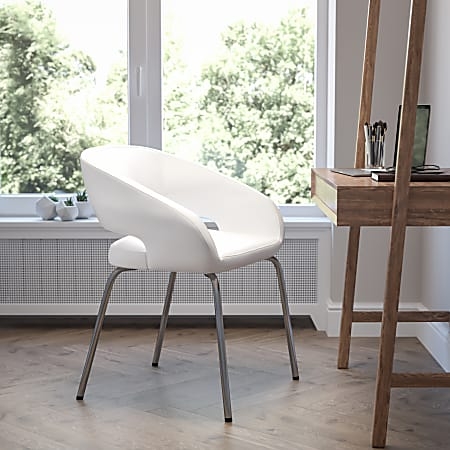 Accent Chair with Curved Wrap-Around Arms and Tapered Chrome Legs