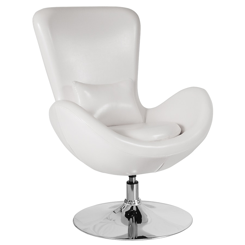 Accent Chair with Egg Shape, Polished Chrome Base, and Lumbar Pillow