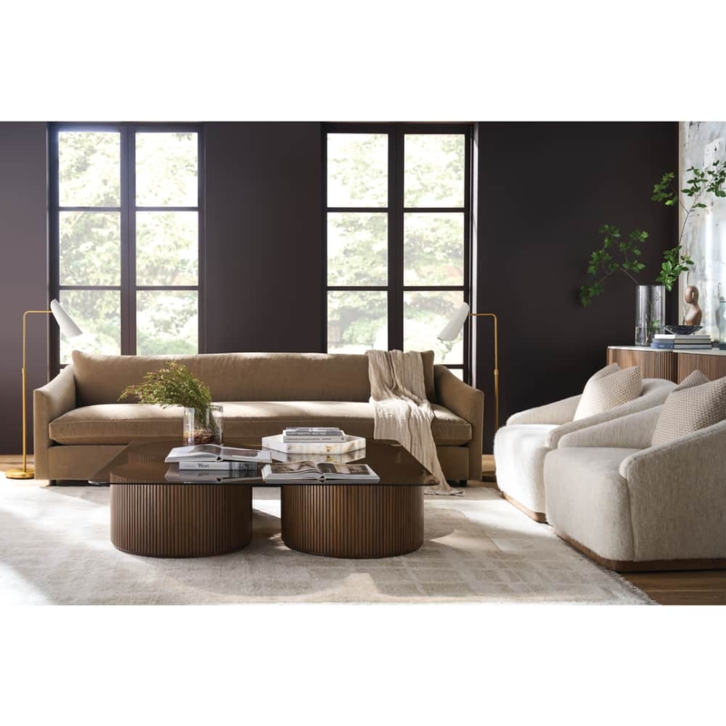 Accent Chairs with Sloping Arms and Wood Plinth Base