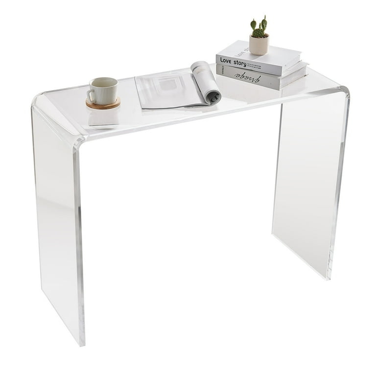 Acrylic Console Table Waterfall Edge Seamless Construction Foyer Entry
