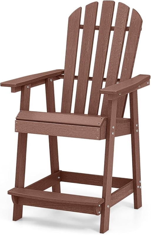 Adirondack Bar Stool Coffee Brown Elevated Base All Weather Outdoor Stool