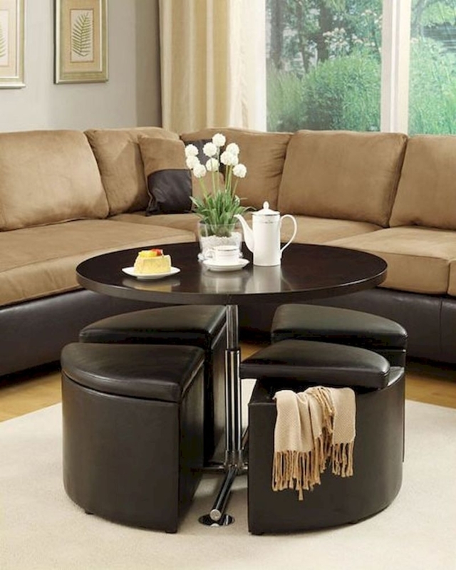 Adjustable Gas Lift Coffee Table Set with Polished Chrome Base