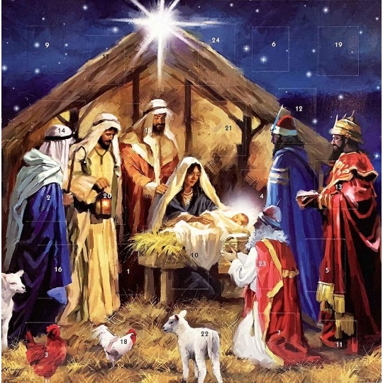 Advent Calendar Nativity Illustration Traditional 24 Doors
