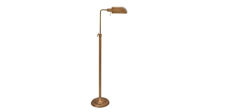 Aged Metal Pharmacy Lamp: Adjustable Rectangular Trough Shade