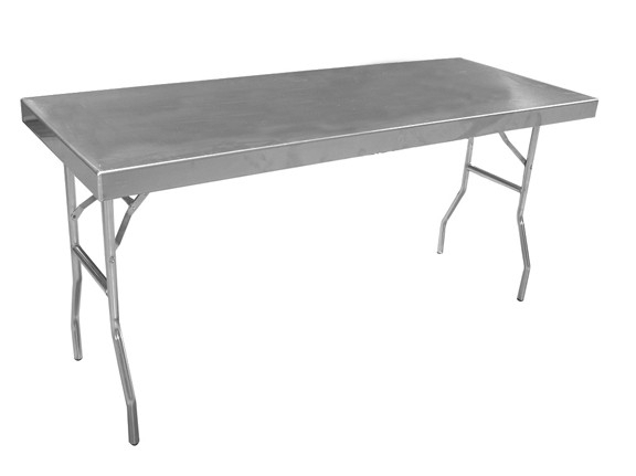 Aluminum Folding Work Table with Wishbone Legs and Brushed Finish