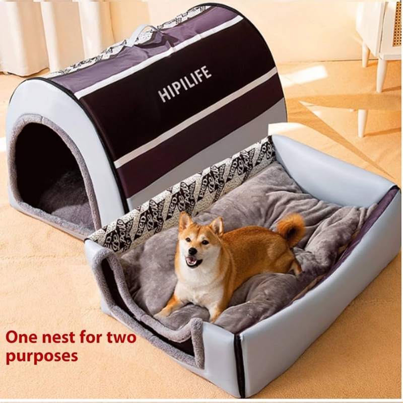 Amazon.com: BINGOHM Small Dog House Indoor,2 in 1 Washable Covered Dog Cat  Bed,Insulated Cozy Pet Dog Igloo Cave,Small Dog House Indoor Washable Cat  Cave Cat Tent with Anti-Slip Bottom Covered.,M,C : Pet