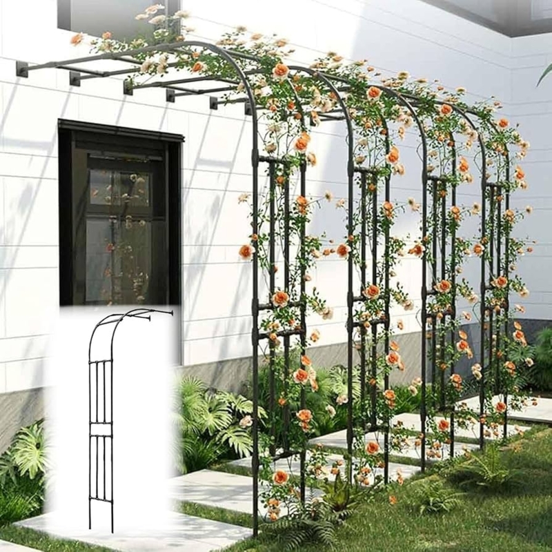 Amazon.com: Gaommini Black Metal Half Side Garden Arch, Wall Mounted Rose  Arch Trellis, Wedding Archway Decoration Heavy Duty Steel Pergola Trellis  for Outdoor Climbing Plants(Size:220x240x40CM/7.2x7.9x1.3ft) : Patio, 