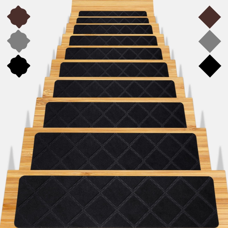 Amazon.com: Stair Treads for Wooden Steps 15pcs - 8x30in Carpet Stairs  Runner Indoor Non-Slip Stair Mats for Kids Elders and Pets : Tools & Home  Improvement