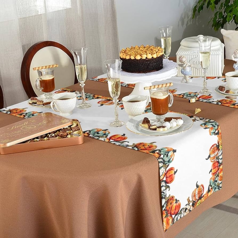 Amazon.com: Table Runners 13x72 Inch Long,Dining/Coffee Table Runner,Dresser  Scarves, Thanksgiving Oil Paint Texture Pumpkin Orange Fall Kitchen Table  Runner,Table Setting Decor for Farmhouse Dinner Party : Home & Kitc