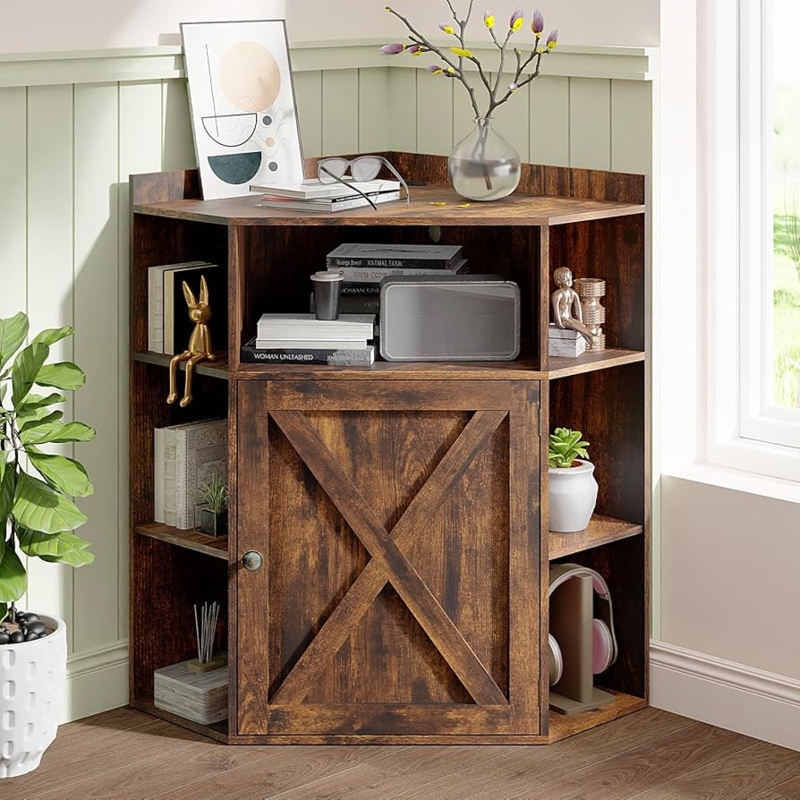 Amazon.com: Vabches Corner Cabinet, Corner Storage Shelf with USB Ports and  Outlets Industrial Organizer for Small Space Wooden 6-Cubby Bookshelf for  Study, Playroom, Living Room (Amber Pine) : Home & Kitchen