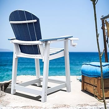 Amazon.com: YUSSJI Tall Adirondack Chairs Set of 4 Adirondack Barstools,  Weather Patio Garden Pool Fire Pit Balcony Outdoor Bar Stools HDPE Plastic  Barstools with Backs for Garden, Backyard, Yard (Blue) : Patio,