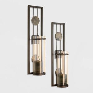 Amber Glass Pillar Sconce Linear Iron Industrial Wall Decor