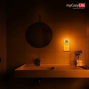 Amber Night Light Plug-In, Blue Light Blocking Circular Sensor for Bathroom
