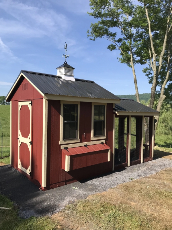 Amish Chicken Coop Red Farmhouse Poultry Shed with Decorative Cupola