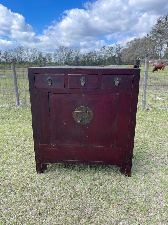 Antique Asian Apothecary Cabinet Triple Top Drawers