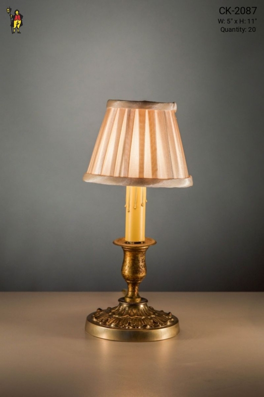 Antique Brass Cafe Lamp with Faux Drip Candle and Acanthus Base
