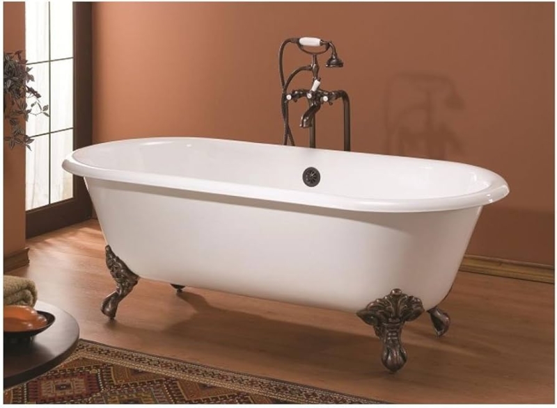 Antique Bronze Clawfoot Tub with White Roll Top Rim