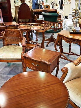 Antique Furniture Set Carved Wood Details Deep Walnut Finish