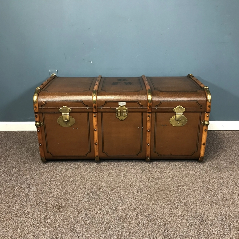 Antique German Steamer Trunk Chest Suitcase or Coffee Table  Ardesh