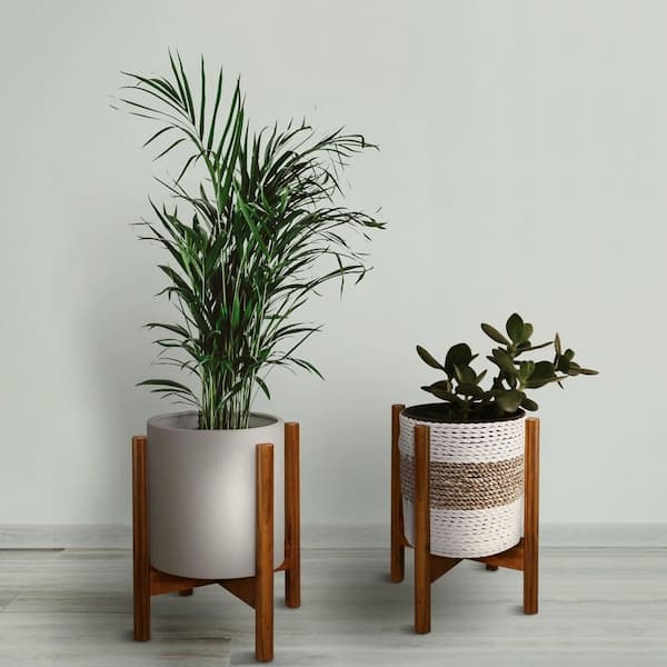 Antique Mahogany Planter Base with X-Frame Base and Tapered Legs.