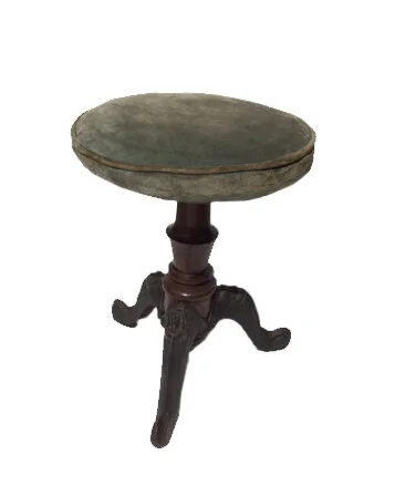 Antique Piano Stool 1880 American Country Ornate Tripod Base Oval Cushion
