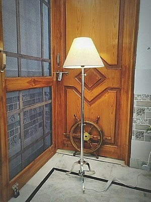 Antique Vintage Full Brass Floor Lamp Royal Look Silver Tripod Shade Lamp  Decor | eBay