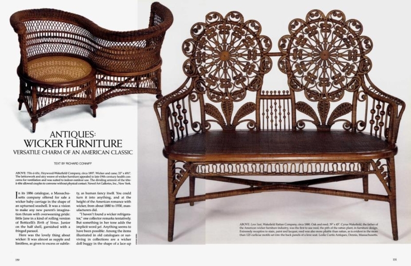 Antique Wicker Seating S-Shaped Frame Curlicue Back Victorian