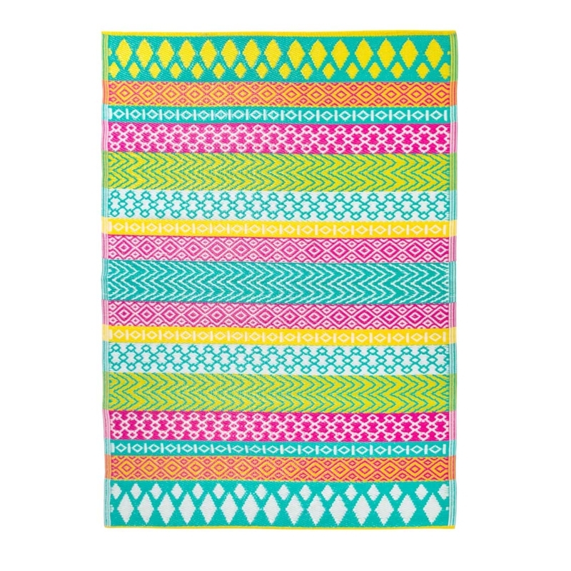 Area Rug Global Geometric Bands Vibrant Multicolor Stripes Boho