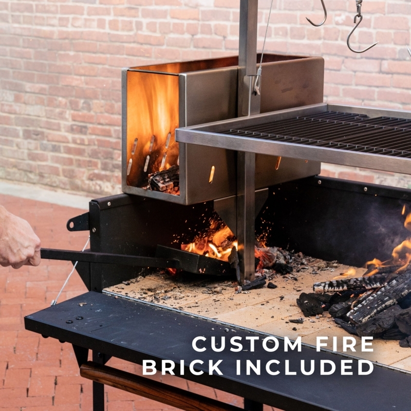 Argentine Style Grill with Fire Brick Lining and Wood Fire Brasero