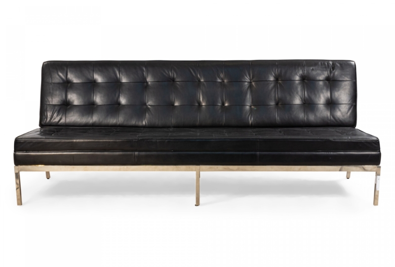 Armless Sofa, Button Tufted Armless Sofa, Chrome Frame