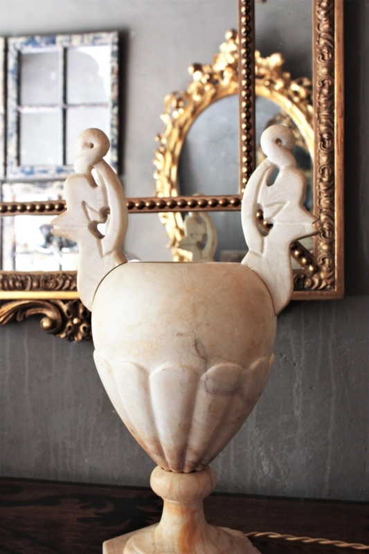 Art Deco Alabaster Urn Table Lamp with Stylized Sculptural Handles