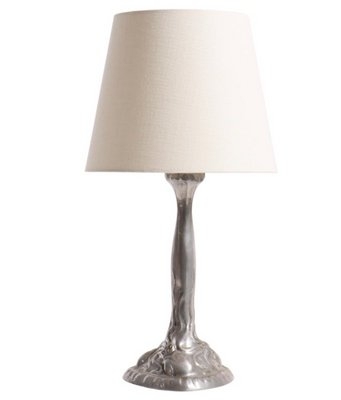 Art Nouveau Pewter Lamp with Sculpted Organic Base