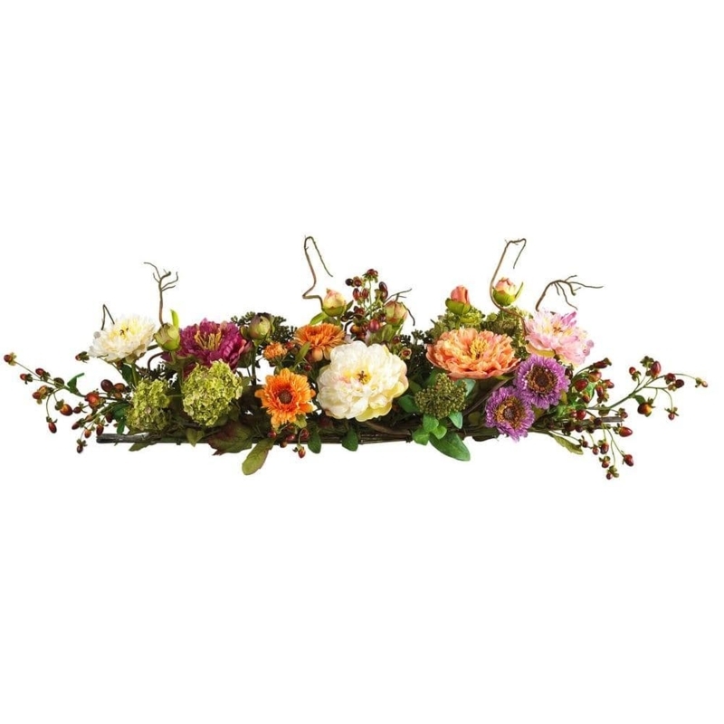 Artificial Flower Arrangement 3ft Horizontal Profile Peonies Berries