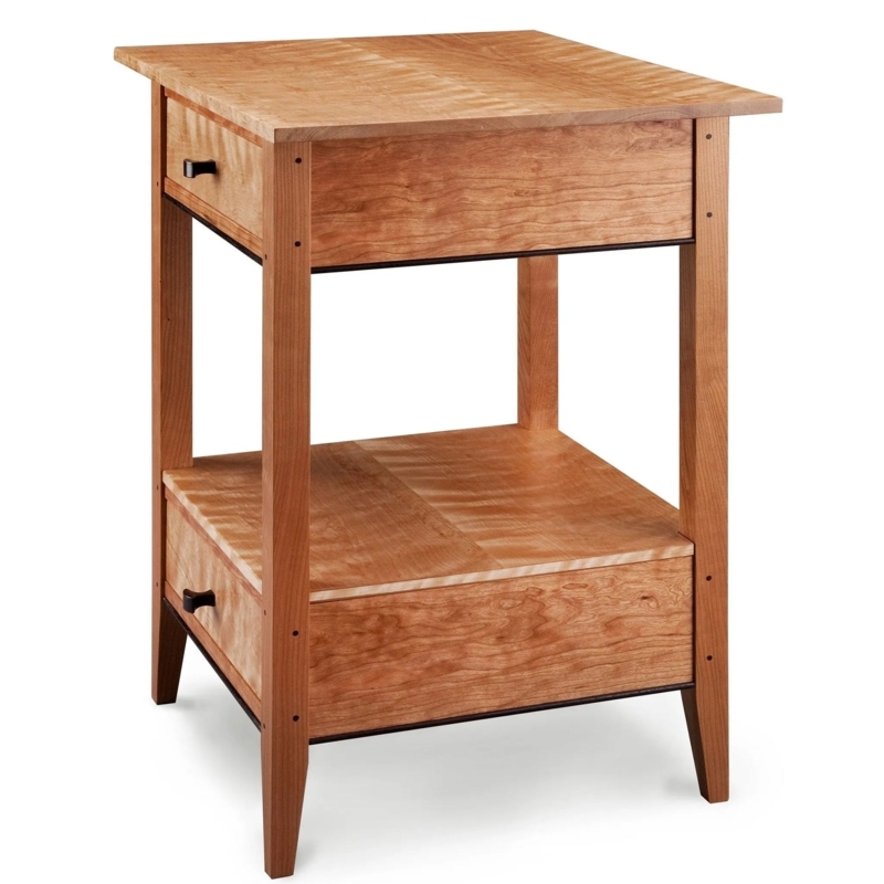 Artisan End Table Figured Wood Grain Wenge Inlay Pegged Joinery