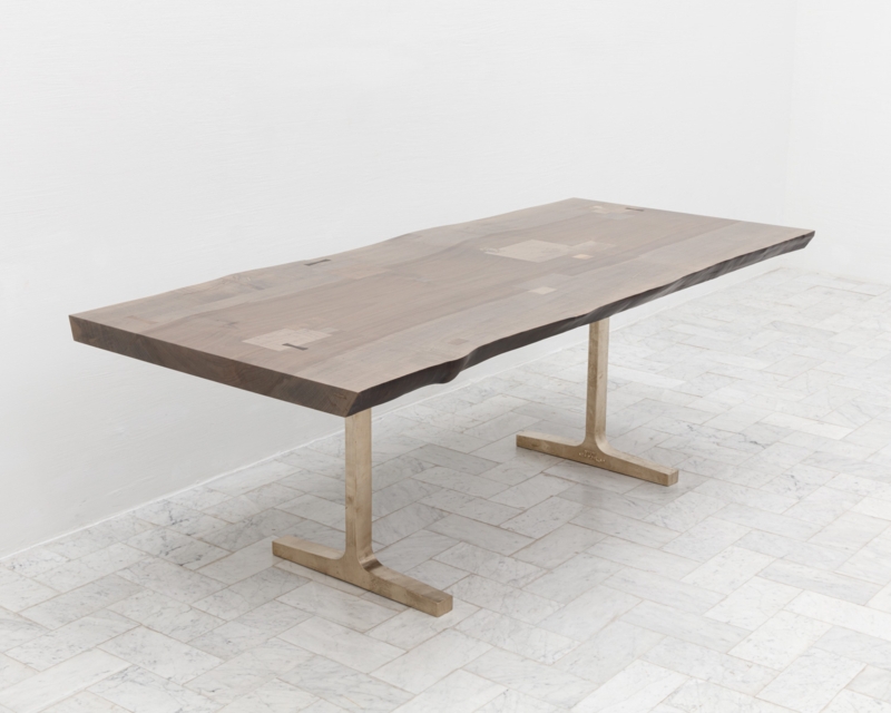 Artisan Live Edge Dining Table with Walnut Top and Trestle Base
