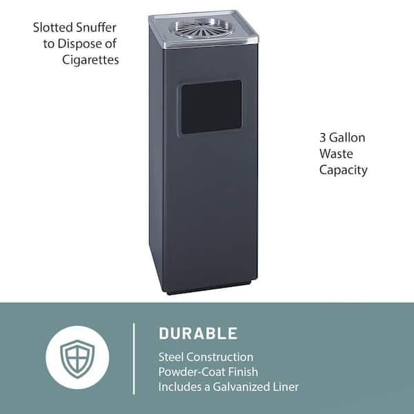 Ash and Trash Can Slotted Snuffer Square Profile Matte Black Steel