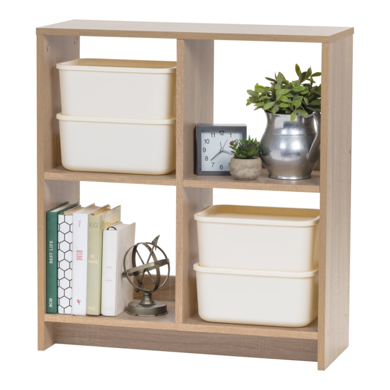 Ash Brown Cube Organizer: 4-Cube Unit with Kickplate Base