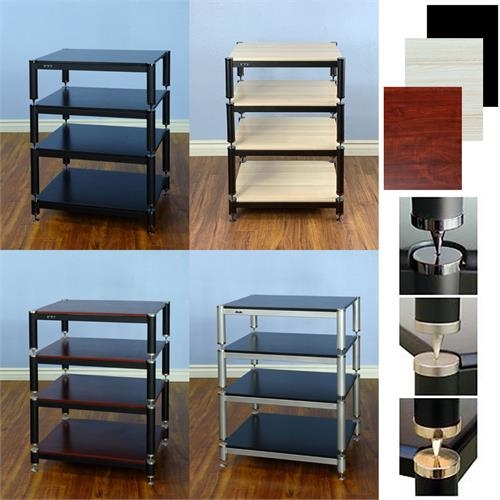 Audio Rack Modular Construction Isolation Spikes 4-Tier Stereo Stand