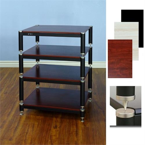 Audio Rack Vibration Isolation Spikes Cherry Brown Shelves 4-Tier Stand